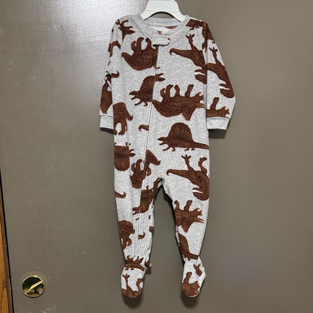 Carter's Brown and Gray Dinosaur Footie